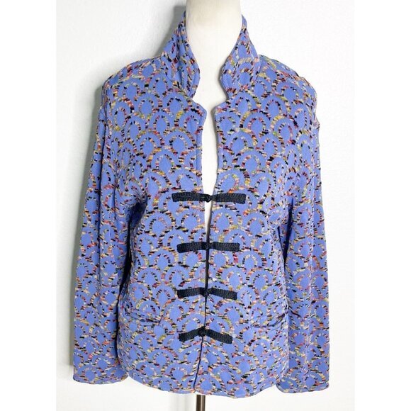 Brenda French for French Rags Purple Button Front Cardigan Sweater Blazer Size M - Picture 1 of 4